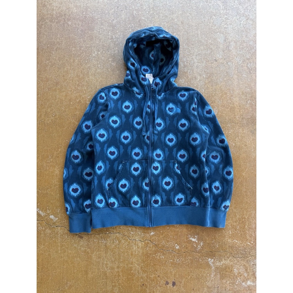 The North Face Ikat Pattern Hearts All Over Print AOP Hoodie Jacket Women's M